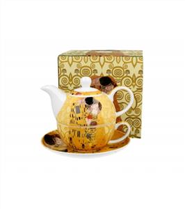 Teapot with cup THE KISS ECRU inspired by Klimt 5476