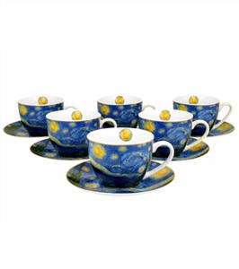 Set of 6 cups 280 ml STARRY NIGHT inspired by Van Gogh 8065
