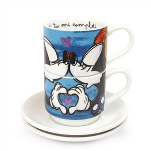SET 2 STACKABLE ESPRESSO CUPS BLUE WITH SAUCERS PWM02I/B